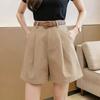 Khaki Tooling Shorts Women's Summer Thin High-waisted and Thin Loose Wide-leg Pants