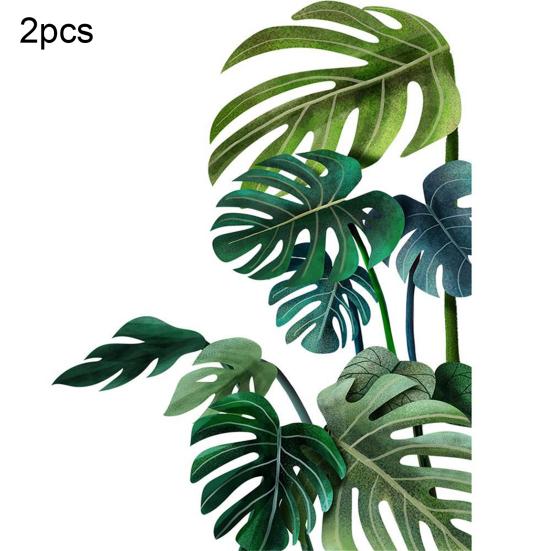 2Pcs Sticker Decal Nature Easy To Paste Smooth Tropical Plant Background Sticker for Living Room