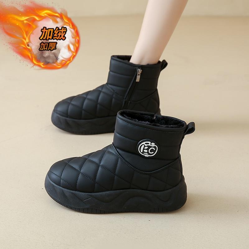 CRLAYDK Winter New Boots for Women Ankle Outdoor Fur Lined Snow Shoes Platform Leather Waterproof Walking Ladies Booties