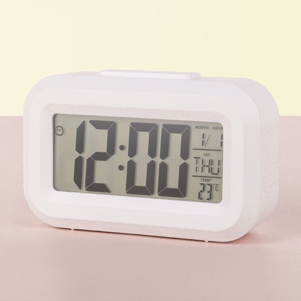 Plastic Digital Alarm Clock Silent LED Electronic Clock Creative Silent Snooze Clock  Date Display