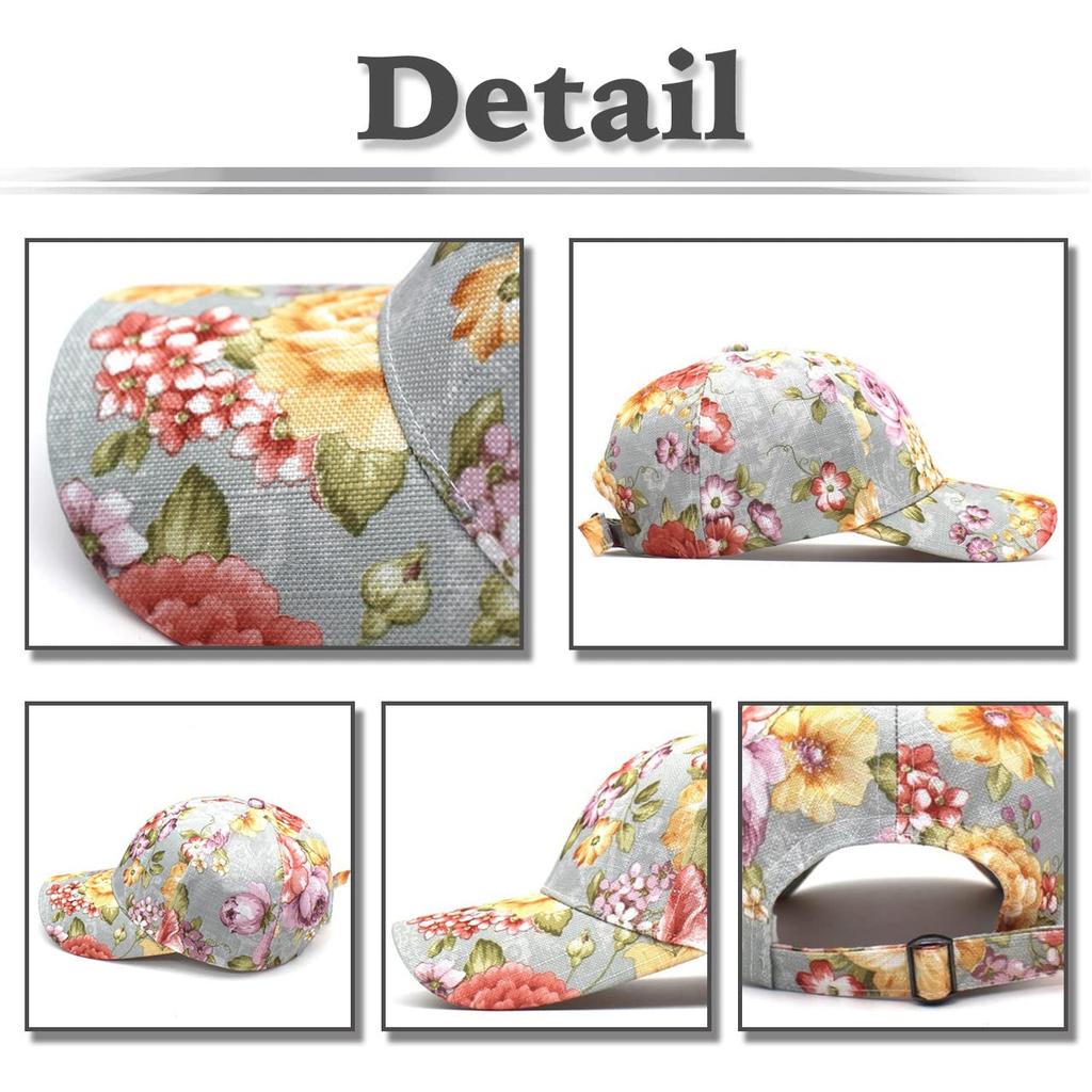 White Fang Cap Floral Pattern Hat Sports Running Outdoor Men Women CA614 (Gray)