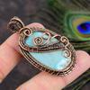 Caribbean Larimar Handmade Copper Wire Wrap Jewelry Pendant 2.36 s5P72