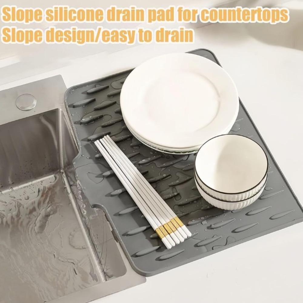 Large Size Dish Drying Mat Non-slip Tableware Drainer Pad Silicone Drainage Mat Kitchen Utensils
