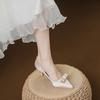 2025 Summer and Autumn New Pointed Head Stiletto High Heels Women's Bow French Shallow Mouth Single Shoes Bridesmaid Bride Wedding Shoes
