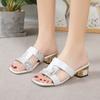 Maogu 2024 Female Slipper Leather Women Slippers Elegant Open Toe Shallow High-Heeled Slides Designer Sandals Summer Woman 43