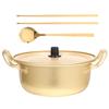 Instant Noodle Pot Cooking Skillet Hot Double Handled Cookware Aluminum Korean Ramen Frying Pan