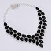 Splendid Top Grade Qualite 100% Natural Black Onyx Pear Shape Ethnic Handmade Jewelry 925 Steling Silver Necklace 18" WSJ-4765