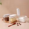 Sealed Moisture-Proof Japanese-Style Transparent Seasoning Jar with Spoon - Plastic Kitchen Salt and Sugar Container