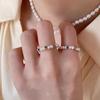 Elegant Women's Zircon Pearl Ring - Fashionable French Design, Perfect for Stacking