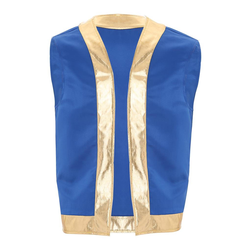 Mens Toad Vest Costume Open Front Metallic Shiny Trim Contrast Waistcoat