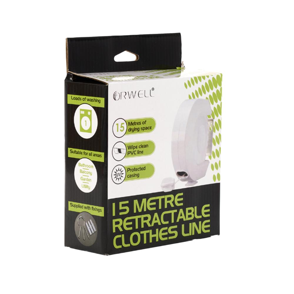 Одинарная выдвижная бельевая веревка Orwell 15 м