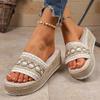 Fashion New Summer Espadrilles Platform Slippers Women Bohemian Style Gold Striped Wedges Sandals Woman Thick Sole Casual Beach Slippers