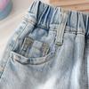 Girls' Denim Shorts Korean Stylish Three-dimensional Love Shorts for Baby Girls and Versatile Lace Summer Casual Pants