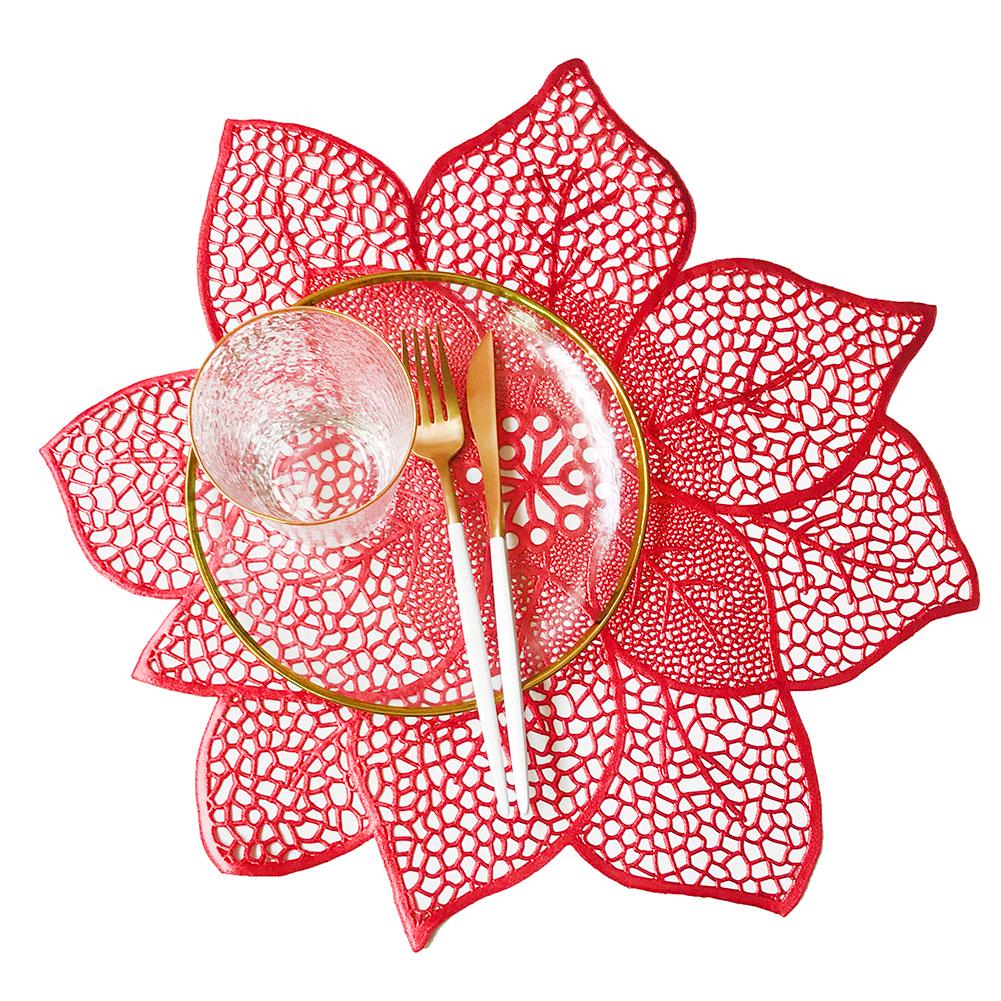 Hollow Flower Placemat Table Mat Cup Plate Pad Coaster Anti-skid Holiday Decor CDN