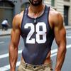 Men Sleeveless Letter Print See Through Transparent Jumpsuits Bodysuits Home Wear