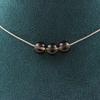 Stones and Minerals. 3-pearl Necklace Smoky Quartz 8 Mm Stainless Steel Chain Necklace for Women, Men. Customizable Size.