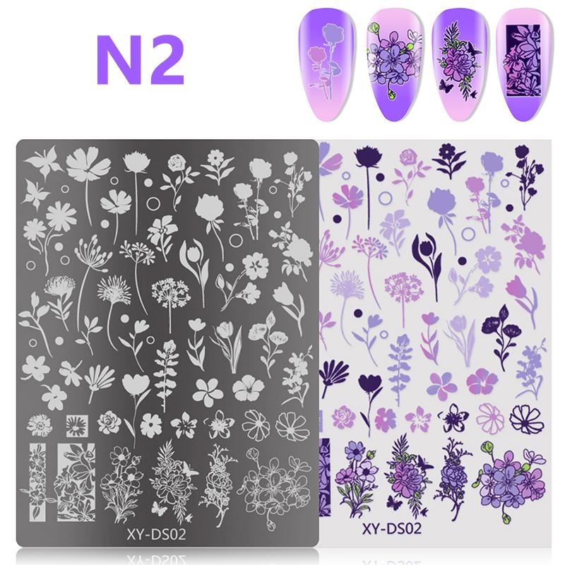Butterfly Flower Nail Art Stamping Plates Drawing Template Geometric Stripe Line 3D Image Stencil Mold Manicure Template
