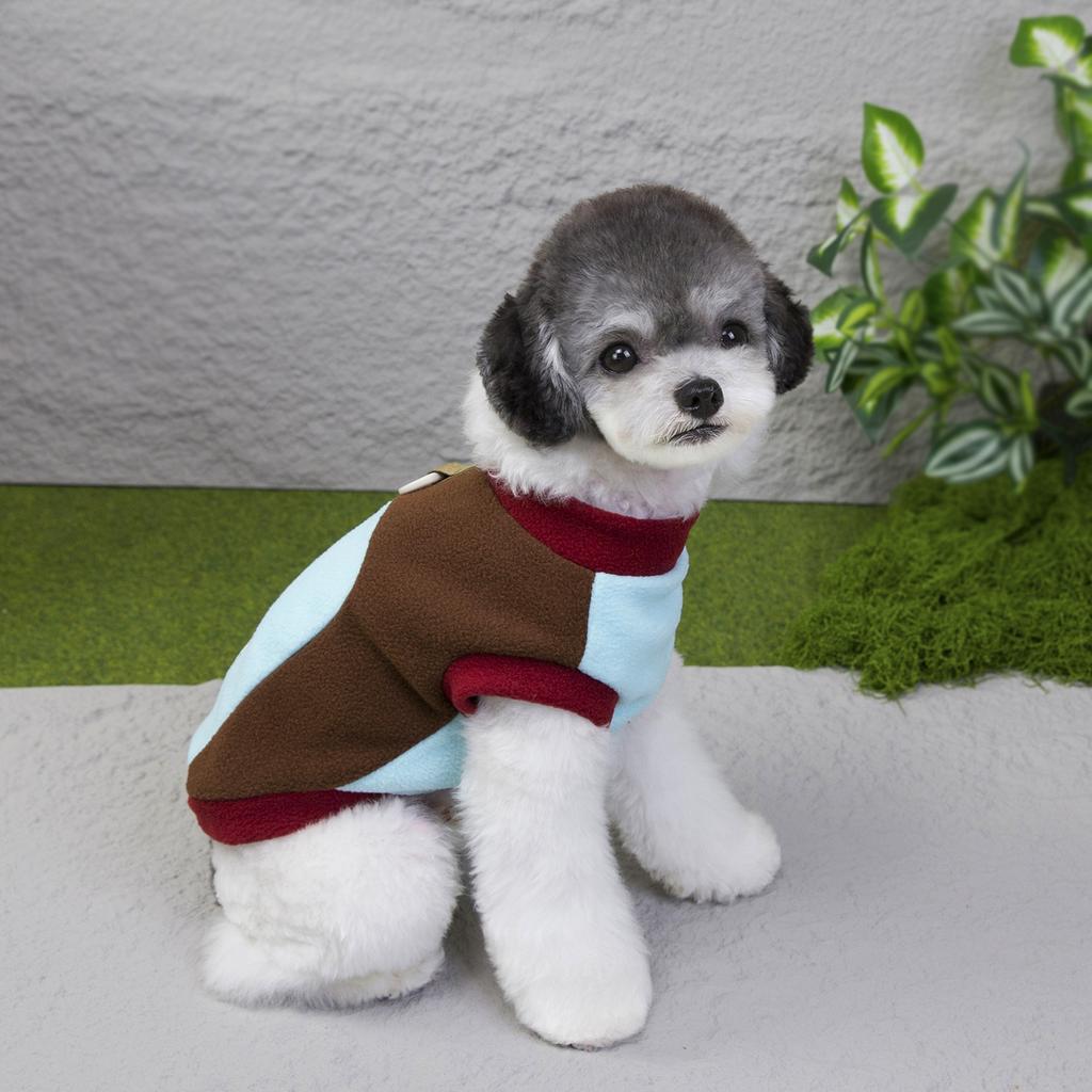 Winter Thick Fleece Two-Legged Dog Clothes Color-Block Pet Apparel for Cold Weather Warm Winter Pet Jacket Small Breed Outfit