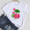 (Asian Size) Women Print Flower Sunflower Trend Cute Style Trend Tee Top Clothing Fashion Tshirt Lady Female Casual Short Sleeve Graphic T-shirt