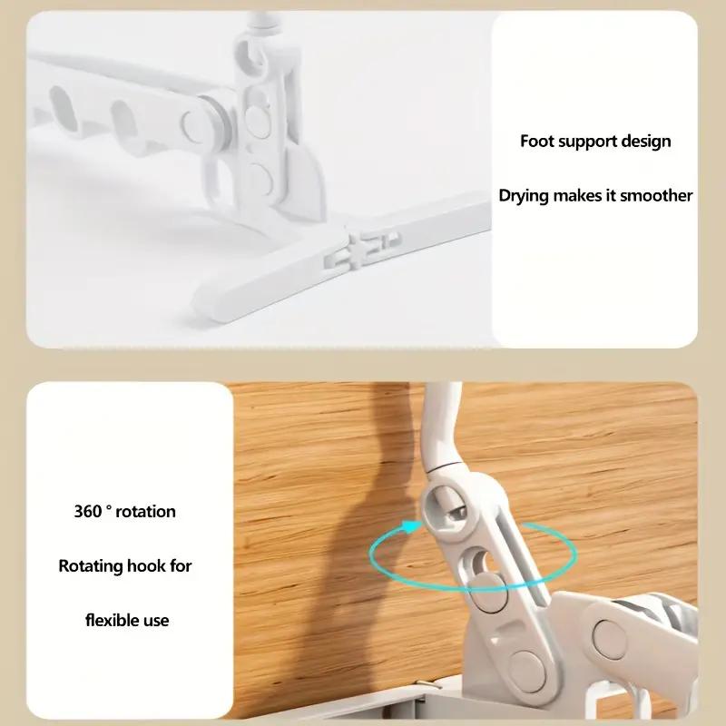 Portable Foldable Travel Hanger Folding Clothes Drying Rack Travel Hangers Hanging Rack with 5 Holes for Hotel Camping Travel