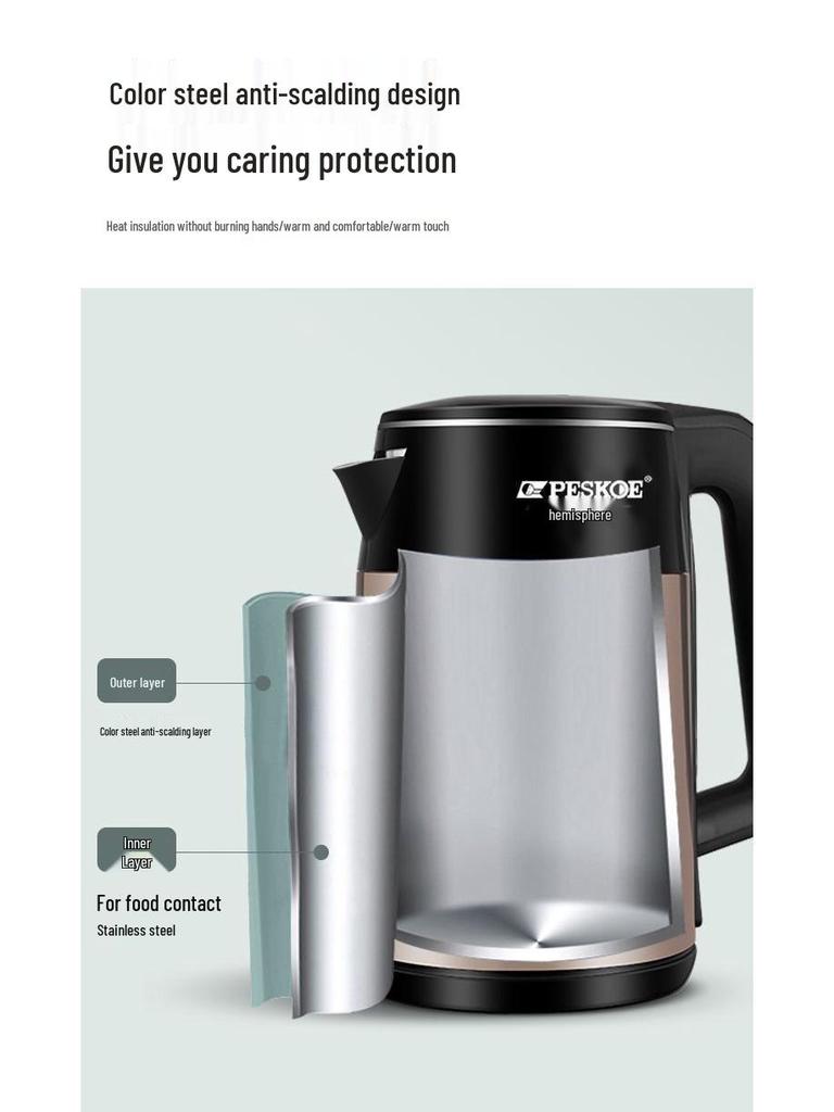 3.0L Electric Kettle: Large Capacity, Auto Temperature, Durable, Ideal for Dorms and Homes