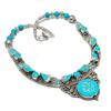 Natural Tibetan Turquoise Gemstone Handmade Jewelry Necklace 18" S1y44