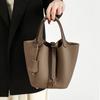 First Layer Cowhide Bag Women's New Genuine Leather Women's Bag Vegetable Basket Bucket Bag Retro Versatile Fashion Handbag