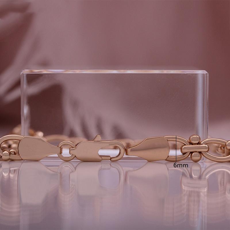 Fashion O Style Chain Bracelet Necklace Rose Gold Color Preservation Electroplated Copper Chain Bracelet Necklace Chain Friends Gifts