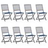 Day and Night - Day and Night Folding Garden Chairs 8 Units and Cushions Solid Acacia Wood