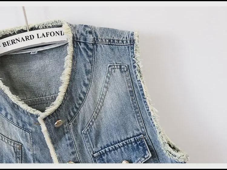 Women's Raw Edge Denim Vest - Summer 2025 Korean Style, Lightweight and Sleeveless