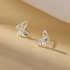 Zoomers Earrings Ladies Silver Earrings Butterfly Earrings First Piercing Second Piercing Compatible with Metal Allergies Cute Popularity Anniversary