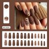24 Pieces Wear Nail In Autumn and Winter To Show White Maillard Matte Texture Flower Leaves Ins Wind Removable Nail Art