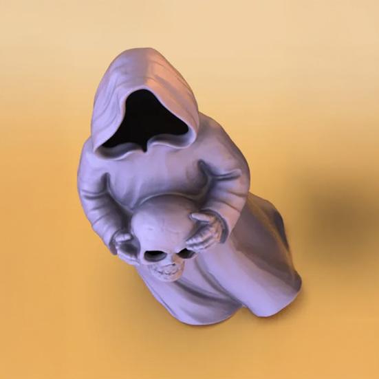 Ghost Skull with LED Tea Lights Halloween 3D Printed Skeleton Ghost Lamp Battery Operated Flickering Flameless Night Light for Home Table Decor