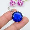 Blue Sapphire Pendant, Handmade Gemstone Pendant, 925 Solid Sterling Silver Pendant Antique Jewelry, For Engagement Gift