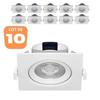 Set of 10 White Square Recessed LED Spotlights 5W IP20 3000K