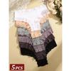 5Pcs/set Women Cotton Panties Floral Lace Intimate Underwear Trendy Patchwork Lace Briefs Female Soft Underpants Lingerie S-XL
