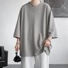 Men's Round Neck T-shirt Three-Quarter Length Sleeves Solid Color T-shirt Casual Style Loose Fit Tee Shirt for Street Travel Vacation