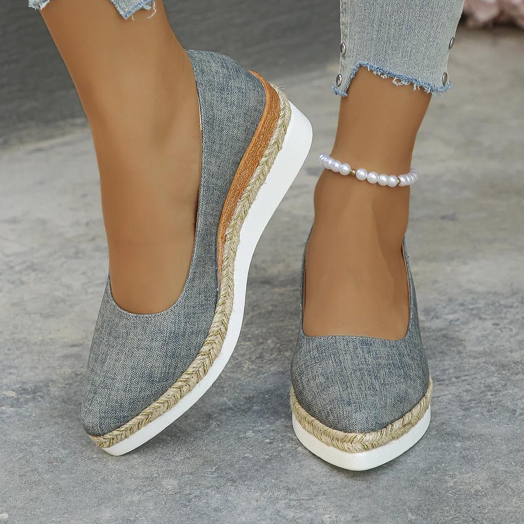 Casual Shoes for Women Heeled Shoes Ladies Wedge Heels Retro Women Pumps Deep Mouth Platform Pumps Office Women Shoes2025