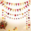 3PC Thanksgiving Orange Party Pull Flag Set - Hanging Tassel & Triangle Flags for Harvest Autumn Theme Decor (Holiday, Birthday, Wedding)