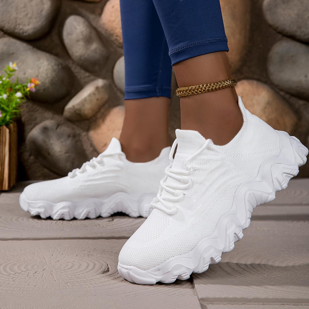 Fashion Luxury Women's Shoes High Quality Summer Running Breathable Mesh Fabric Thick Sole Anti Slip Fashion Versatile Training Shoes