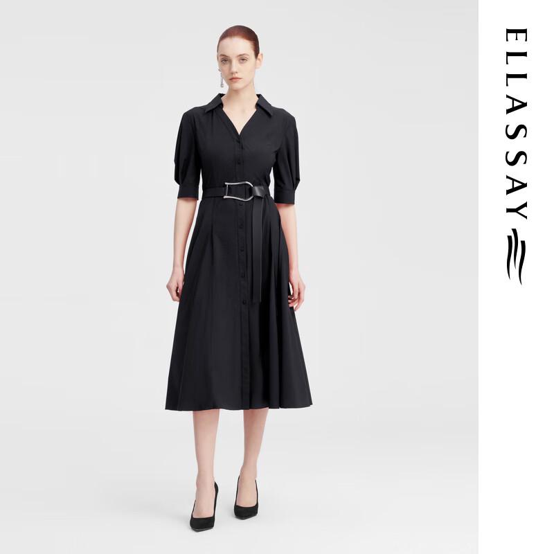 ELLASSAY Women's Elegant Puff Sleeve X-line Shirt Dress