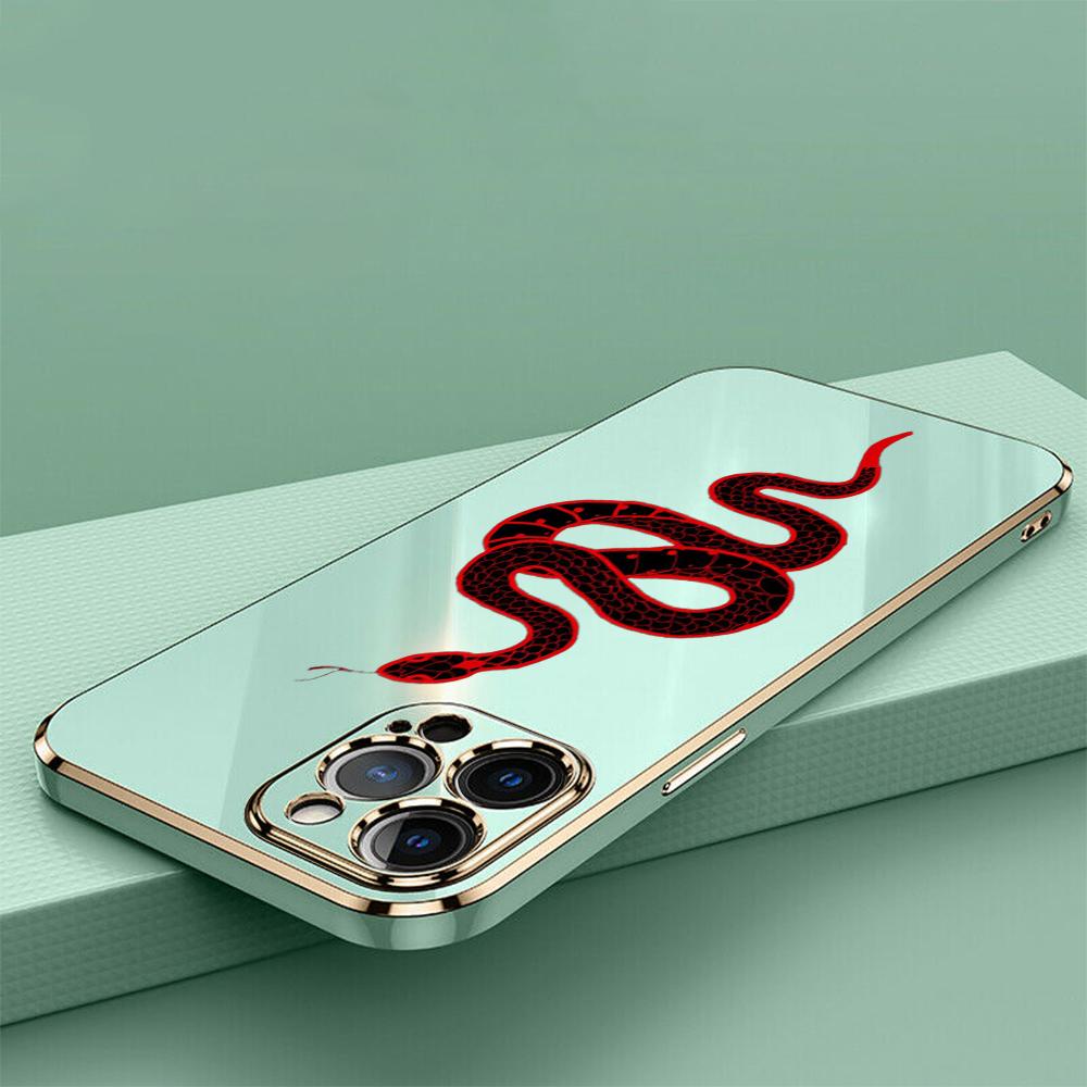 N73 Black Gold Snake Design Plating Edge Soft TPU Phone Cases for Xiaomi 14 Poco M5s X5 F6 Redmi 13C 12C 8 Note 12 10 11 13 Pro Plus Shockproof Cover