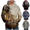 Fashion Print Loose Men's And Women's Long Sleeve Hooded Sweater