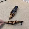 Luxury Sandals Women Slippers Pointed Toe Leopard Design Sandals PU Shallow Slip On Thin Low Heels Casual Mules Loafers Outdoor
