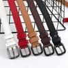 Womens Cowhide Trendy Belt With Alloy Buckle For Daily Office And Casual Outfits