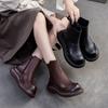 Simple Thick Soled Short Boots Retro Genuine Leather Comfortable Commuting Women's Shoes