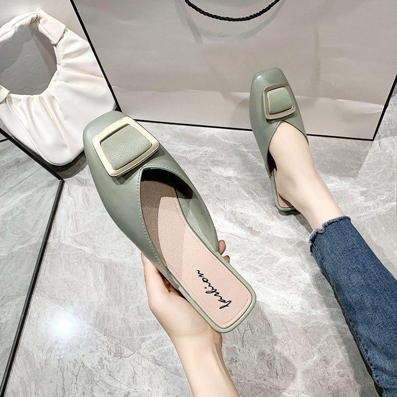 Women's Slippers Outdoor Women's Slippers Flat Muller Slippers Ladies Fashion Sandals New Fashion Leather Shoes