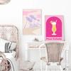 Trendy Champagne Gallery Wall Print Retro Colorful Posters Boho Pink Aesthetic Edgy Canvas Painting Dorm Teen Picture Room Decor