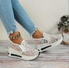 Ladies' Fashionable Flat Bottomed Inner Height Increasing Mesh Breathable Casual Single Shoes