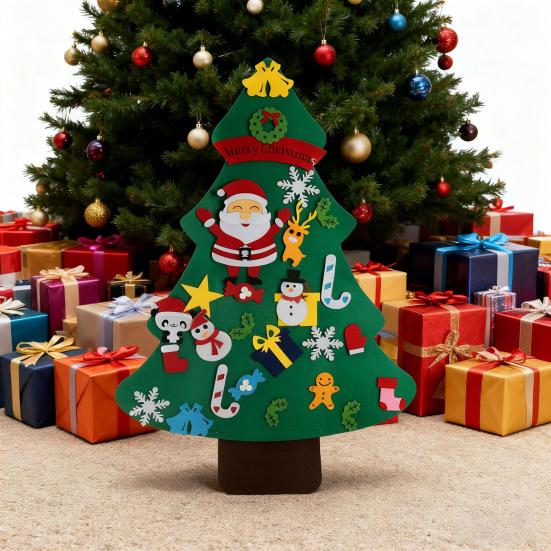 DIY Felt Christmas Tree for Toddlers Wall Hanging Christmas Tree Kit Interactive Kids DIY Crafts for Holiday Party Supplies